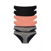 6 Adet Likralı Kadın Slip Külot Leopar Siyah Pudra