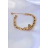HarmonyAura 316L Çelik Gold Renk Kelebek Figür İşleme Detay Zincir Model Kadın Bileklik