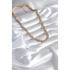 HarmonyAura 316L Çelik Gold Renk Lazer Kesim Arpa Zincir Model Kadın Kolye