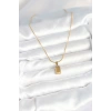 HarmonyAura 316L Çelik Gold Renk Mini Külçe Altın Model Kolye