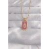 HarmonyAura 316L Çelik Gold Renk Mor Mineli El Figür Tarot Kolye