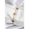HarmonyAura 316L Çelik Gold Renk Siyah ve Zirkon Taşlı Baby Boy Yonca Kadın Bileklik
