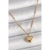 HarmonyAura 316L Çelik Gold Renk Zincir Love İşlemeli Kalp Figür Kadın Kolye
