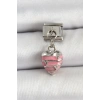HarmonyAura 316L Çelik Gümüş Renk Pembe Kalp Model Nomination Charm