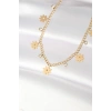 HarmonyAura 316L Çelik Taşlı Gold Renk Çoklu Çiçek Kolye