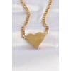 HarmonyAura 316L Çelik Zincir Altın Renk Düz Plaka Kalp Kolye