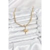 HarmonyAura 316L Çelik Zincir Gold Renk Kutup Yıldızı Model Kadın Kolye