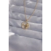 HarmonyAura 316L Çelik Zincir Gold Renk Zirkon Taşlı Yıldız Figürlü Oval Kolye