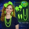 HarmonyAura 80’ler 90’lar Neon Yeşil Parti Seti – Kolye Küpe Taç