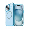 HarmonyAura Apple iPhone 15 Plus Live Diamond Magsafe Kapak - Mavi