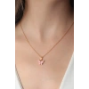 HarmonyAura Gold Pembe Renk Kelebek Figür Kadın Kolye