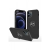 HarmonyAura  Iphone 12 Pro Max Kılıf Elit Yüzüklü Kapak - Siyah