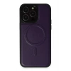 HarmonyAura  Iphone 14 Pro Kılıf Ozzi Magsafe Deri Kapak - Derin Mor