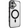 HarmonyAura iPhone 16 Gleam PC Sert Magsafe Kılıf - Şeffaf-Siyah