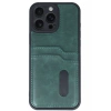 HarmonyAura  Iphone 16 Pro Max Kılıf Sara Kartvizitli Deri Kılıf - Koyu Yeşil