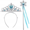 HarmonyAura Karlar Ülkesi Elsa Mavi Kalp Tacı ve Kar Temalı Asa Seti