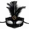 HarmonyAura Lüks Siyah Tüylü Taşlı Balo Maskesi