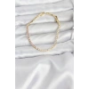 HarmonyAura Pembe ve Beyaz Zirkon Taşlı Gold Renk Su Yolu Kadın Bileklik