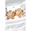 HarmonyAura Pirinç Gold Renk Bordo Renk Detaylı Lotus Kadın Küpe