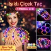 HarmonyAura Renkli LED Çiçek Taç – 3 Işık Modlu Glow Parti Tacı