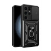 HarmonyAura  Samsung Galaxy S24 Ultra Kılıf Pars Lens Yüzüklü Silikon - Siyah