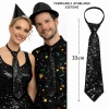 HarmonyAura Siyah Renk Pul Payetli Işıltılı Parti Kravatı 33 cm