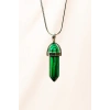 Malahit Doğal Taşı Zincirli El Yapımı Tasarımlı Kolye Uç: 3,5 Cm Zincir: 20 Cm Kutulu