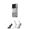 Siyah Gri Ve Beyaz Erkek Görünmez Çorap 9 Çift