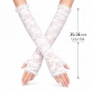Uzun Zarif Dantel Eldiven Parmaksız Beyaz