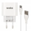 Weko WK-21442 PDU QC 3.0 Amper Telefon Şarj Başlık Adaptörü + Type-C Kablo
