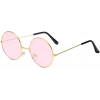 Yuvarlak Cam John Lennon Tarzı Gold Pembe Gözlük