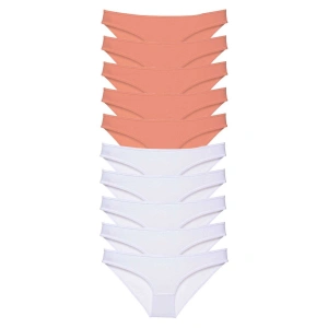 10 Adet Eko Set Likralı Kadın Slip Külot Pudra Beyaz