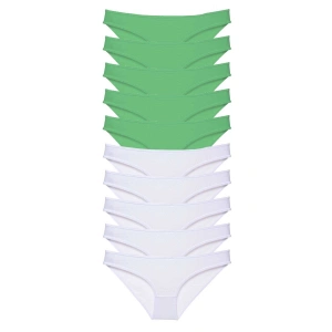 10 Adet Eko Set Likralı Kadın Slip Külot Yeşil Beyaz