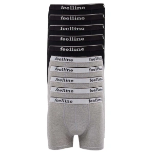 10 Adet Feelline Siyah Ve Gri Pamuklu Doğal Likralı Erkek Boxer