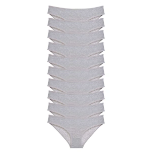 10 Adet Süper Eko Set Likralı Kadın Slip Külot Gri