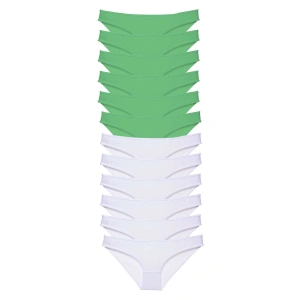 12 Adet Eko Set Likralı Kadın Slip Külot Yeşil Beyaz