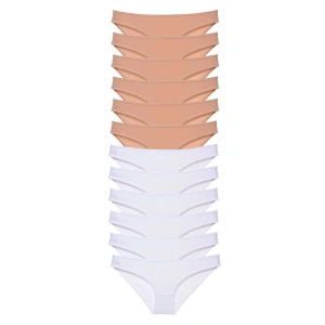 12 Adet Süper Eko Set Likralı Kadın Slip Külot Ten Beyaz