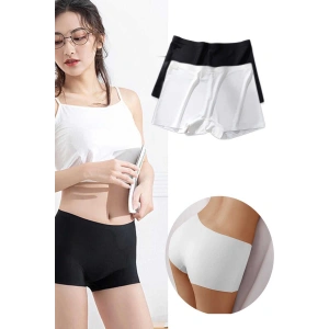 2 Adet Kadın Dikişsiz Görünmez İz Yapmaz Mini Şort Boxer Siyah Beyaz