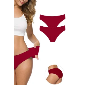 2 Adet Kadın Dikişsiz Lazer Kesim Esnek İz Yapmayan Külot Bordo