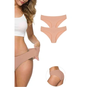 2 Adet Kadın Dikişsiz Lazer Kesim Esnek İz Yapmayan Külot Ten