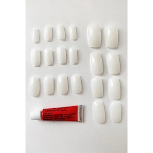 20 Adet Naturel Badem Takma Tırnak Ve Yapıştırıcı