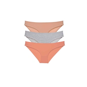 3 Adet Eko Set Likralı Kadın Slip Külot Ten Gri Pudra