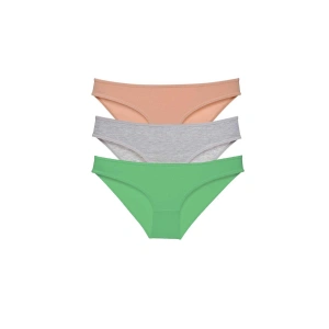 3 Adet Eko Set Likralı Kadın Slip Külot Ten Gri Yeşil