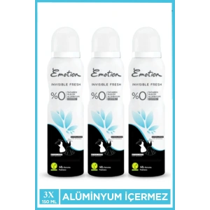 3 Adet Emotion Invisible Fresh Black & White Kadın Deodorant 150ml Vegan, Leke Bırakmaz