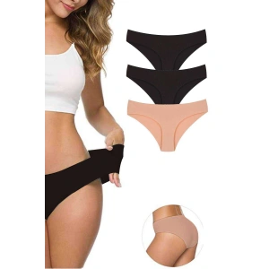 3 Adet Kadın Dikişsiz Lazer Kesim Esnek İz Yapmayan Külot S2