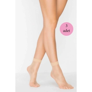 3 Adet Kadın Ten Süper 15 Mat Soket Çorap Açık Ten