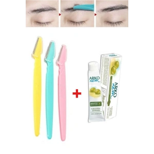 3 Adet Kaş Şekillendirici Ustura Arko Nem Zeytinyağı Kremi 20 Cc