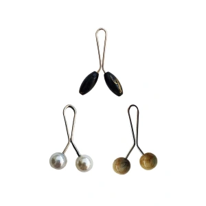 3 Adet Tesettür Eşarp Ve Şal Klipsi İnci Beyaz Hardal Siyah