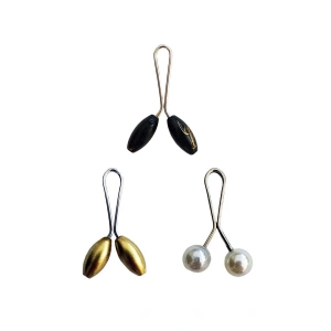 3 Adet Tesettür Eşarp Ve Şal Klipsi Sarı İnci Beyaz Siyah