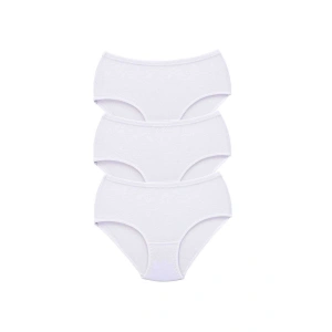 3 Adet Tutku Kadın Yüksek Bel Bato Kalın Lastik Külot Beyaz